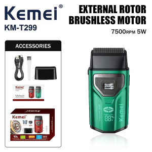 Kemei | Kemei Beard Trimmer Professional Double Foil Shaver LCD Display Shaver External Rotor Brushless Motor Beard Trimmer Men KM-T299