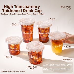 LIEHUFU | Disposable Plastic Transparent Cup with Lid