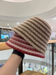 Warm Knitted Fisherman Hat Autumn Winter Striped Cute Versatile Fashionable Outdoor Casual Fisherman Cap Breathable Travel Hat