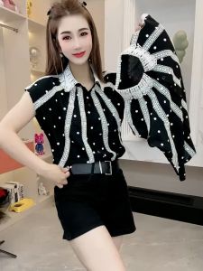 Áo Thun Polo Không Tay Kiểu Pháp Cho Nữ Mùa Hè Mới Thiết Kế Cảm Giác Khối Lượng Lớn Viền Ren Kiểu Pháp Tay Ngắn Thường Ngày