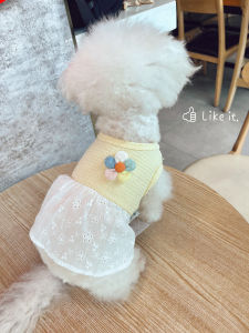 Princess Style Pure Cotton Spring Summer Clothes for Teddy Bichon Puppy Cat Chihuahua Pomeranian Snow White Dog Pet Clothes