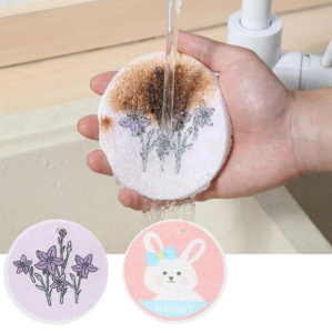 Compressed Wood Pulp Cotton Sponge Wipe Kitchen Dishwashing Sponge Block Dishwashing Cloth Rag With Rope