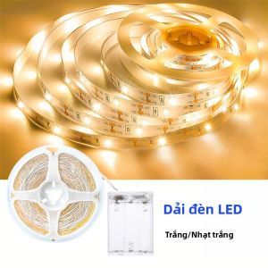Dải Đèn LED 1M/2M/3M/5M/10M SMD2835 Băng Ruy Băng Chạy Bằng Pin Linh Hoạt - Yêu Cầu Pin 3AA - Đèn Nền Trắng/trắng Ấm Cho Phòng Khách
