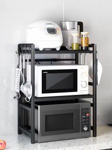 Adjustable Expandable Microwave Oven Rack Kitchen Shelf Extra Storage Space Durable Metal Baking Rack