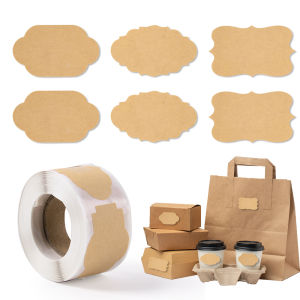 250 PCS/ม้วนกระดาษคราฟท์เปล่าตกแต่งป้ายสติกเกอร์คริสต์มาสของขวัญสติกเกอร์เครื่องเทศ Jar Baking ซองจดหมาย DIY สติกเกอร์