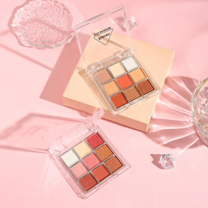 Nine-Color Palace Grid Eyeshadow Palette Pearlescent Glitter Holding Makeup Long-Lasting Shimmer Shades Beauty Tools for Women