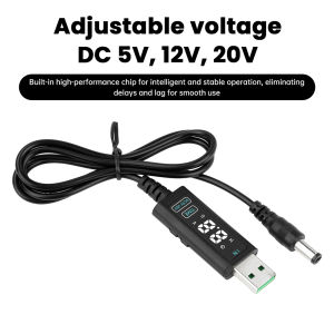 DC 5V 12V 20V Adjustable Voltage Fast Charging Cable USB/Type-C to DC 5.5*2.5MM Suitable for Optical Modems Routers and Laptops