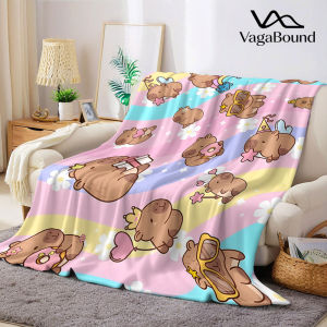 BILIBILI | Rainbow Capybara Flannel Blanket Warm Soft Halloween Christmas Decorative Couch Warm Cozy All-Season Gift