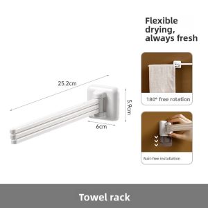Rotating Kitchen Wall Mounted Dishcloth Drying Rack Multi-Function Storage Towel Holder No Drilling Required Creative Plastic Organizer