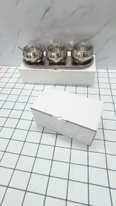 Stainless Steel Seasoning Jar Set 304 Tray Spoon Spice Container Condiment Box Can Bottle Bekas Rempah Botol Perasa Dapur Salt Sugar Pepper Chili