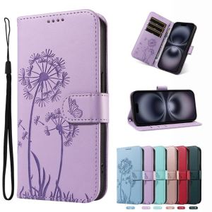 Luxury Flip Case For Motorola & Samsung: High-Quality Dandelion Embossed Wallet Phone Cover