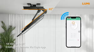 ขาทีวีติดเพดานคุมด้วยรีโมตPLB-M 0748DS  Large Smart Electric TV Ceiling Mount with Swivel Design & Double Stud Installation Option-ขาทีวีลิฟท์มอเตอร์ไฟฟ้าพับขึ้นลงติดเพดานใช้มือถือควบคุมผ่านแอปใช้รีโมตควบคุมได้ใช้เสียงควบคุมทำงานได้ ส่ายได้ทีวี 180องศา