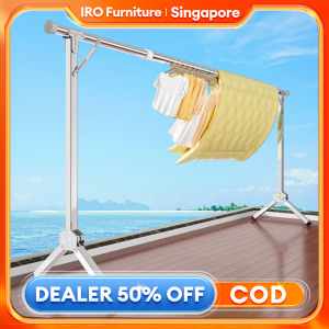 【SG stock】IRO Adjustable Single Pole Clothes Hanging Rack Extendable Foldable Steel Pipe Clothes Drying Rack