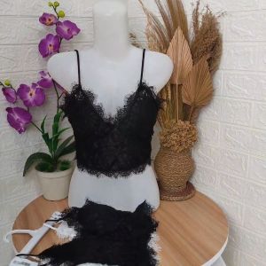 Crop Top With Cup Bra Bordir Rumbai Premium Fit M-XL Import / Tank Top Busa Bordir Rumbai Wanita Fit M-XL / CropTop 3133