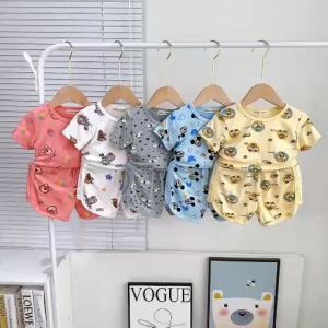 Bộ Quần Áo Trẻ Em Ngắn Tay Cổ Tròn Minky Mom Vải Thun Lạnh Cho Bé 0-8 Tuổi In Hình Động Vật  Ngộ Nghĩnh TN-IN163