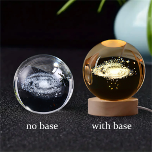 1pc Saturn  2.36in 3D Solar System Crystal Ball with LED Lighting Ball Laser  Carved  Glass Ball Modern Material Decoration Gift