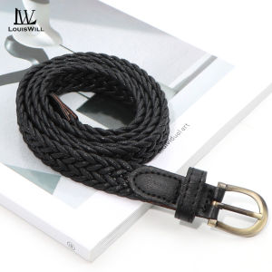 LouisWill Womens Belts Casual Rope Woven Belt Elegant Belt Needle Buckle Design Adjustable Girls Ladies Belt Fashion Long Straps Waistbands Dress Coat Alloy Buckle Decorations