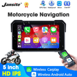 5 inch Motorcycle CarPlay Navigation GPS Wireless Carplay&Android Auto Moto Monitor IPX7 Waterproof Display Dual Bluetooth 5.0