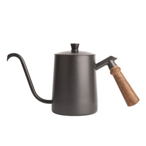 Swan Neck Wooden Handle Hand Made Coffee Maker 304 Stainless Steel Long Mouth Narrow-Mouth Pot Teflon Household Ear Hanging Pot 600ml