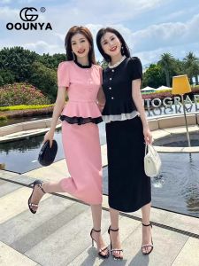 Bộ Đồ Hai Mảnh Thời Trang Mùa Hè Mới Dành Cho Nữ Chuyên Nghiệp Váy Nửa Thân Áo Chui Đầu Cổ Tròn Tay Ngắn Chất Liệu Polyester