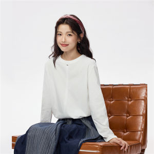 Giordano Long Sleeve T-Shirt Womens Spring New Loose round Neck Pure Cotton Metal Tag Casual Comfortable Fashion Top