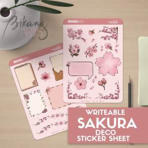 2 Sheets A5 Writeable Sakura Deco Planner Journal Stickers by BikangArts