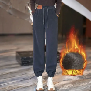 Quần Thể Thao Lót Lông Cừu Len Thoải Mái Rộng Rãi Cho Nữ Mùa Thu Đông Mới Về Quần Dài Thường Ngày Cạp Cao Chống Mài Mòn