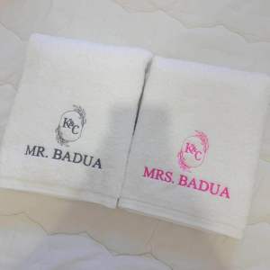Personalized Embroidered White Cotton Bath Towels