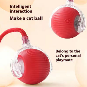 Pet interactive ball automatic rolling ball fake tail rechargeable cat teasing ball suitable for cats and dogs to play with