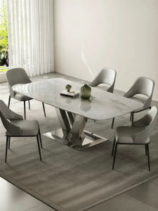 Modern Luxury Marble Dining Table Stainless Steel