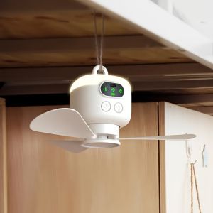 Portable Ceiling Fans 8000mAh Outdoor Camping Fan Tent Ventilator Cooler Rechargeable Electric Fan Remote Control LED Lighting