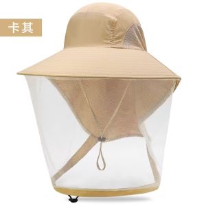 Czevip Breathable Mesh Fishing Cap Summer Sun Protection UV Protection Mosquito Proof Large Brim Fisherman Hat Casual Style for All Ages