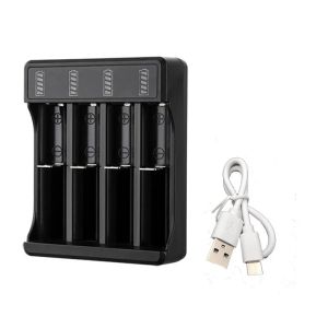 KEBIDU 4 Slots USB DC 5V Smart Battery Charger Independent Channel Charging For 18650 14500 10440 16340 26650 3.7V Rechargeable