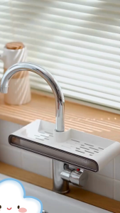 Kệ Gắn Vòi Đựng Đồ Rửa Chén Có Lỗ Thoát Nươc Tiện Lợi  – Khay Đựng Miếng Rửa Chén Xà Phòng Gắn Vòi -  Giá Treo Vòi Đựng Đồ Bằng Nhựa Cứng Cáp Tiện Dụng