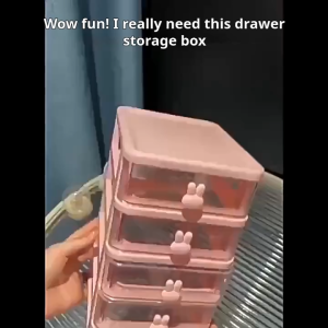 Cartoon drawer storage box desktop cartoon transparent box learning supplies box dormitory cosmetics box