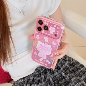 Sanrio | Ốp Điện Thoại iPhone 15 16 17 Pro Max Sanrio Kawaii Hoạt Hình Màu Hồng KT Chất Liệu Silicon Mềm Chống Sốc Có Chân Đế