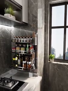 Kitchen Stainless Steel Spice Rack Kitchen Storage Rack Rak Dapur Rak Rempah Gantung