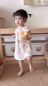 100% Cotton Baby Girls Dress - Short Sleeve Lightweight & Breathable Soft Summer Dress for Toddlers