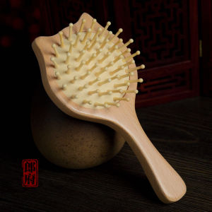 Langfu Elm Wood Airbag Massage Comb Smooth Hair Girl Gift Comb Hair Care Cartoon Cute Cat Comb Family Personal Care Tool