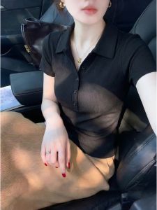 SHUQINGLAI | Polo Collar Short Sleeve T-Shirt Slim Fit Female Summer Wear