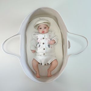 1PCS Baby Sleeping Cradleเชือกฝ้ายทอเปลตะกร้าเก็บผ้าอ้อมเด็กเด็กตกแต่งห้อง