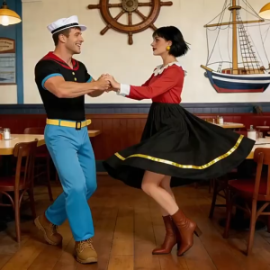 (Ready Stock) Popeye Olive Oyl Matching Couples Costume Sailor Movie Drama Theme Outfit Cosplay Halloween Party Retro