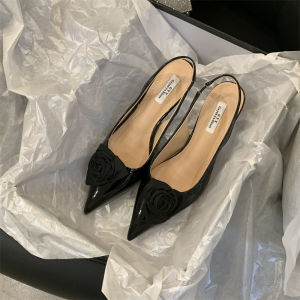 Nanfeng Wedding Shoes High Heels Bride Rose Flower Beige Sandals Fashionable Low Cut Roman Style for Daily Wear Glue Adhesive Sole