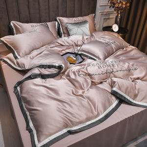 Luxurious European Washed Silk Four-Piece Bedding Set Ice Silk Embroidered Lying Cover Single Dormitory Three-Piece Set