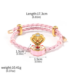 Mermaid Melody Flip Beaded Bracelet Pink Braided Rope Openable Shell Bracelet Womens Delicate Party Fashion Bracelet Jewelry