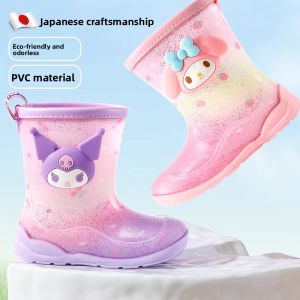 MONLEYTA | Childrens Rain Boots High Tube Anti-slip Lightweight Baby Water Shoes Cartoon Style PVC Material For Girls All Seasons Use