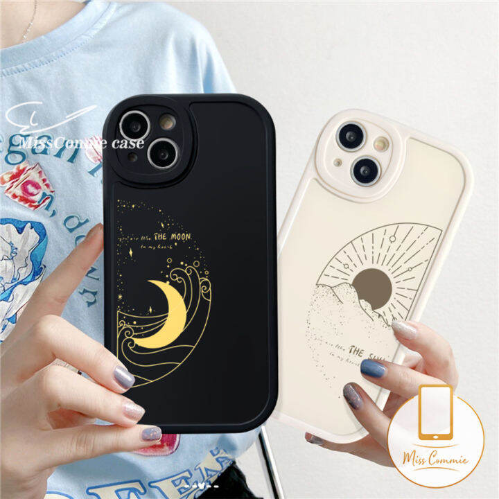 MissConnie Simple The Sun Moon Phone Case Compatible for iPhone