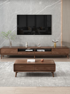 Modern Luxury Walnut TV Cabinet Living Room Home Use Combination Whole Wall Cabinet Nordic Style Furniture without Assembly