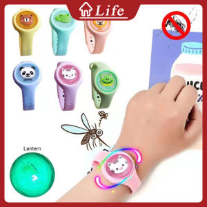 Childrens Mosquito Rrepellent Bracelet Toy Light Watch With Light Cartoon Fragrance Plant Essential Oil Baby And Childrens Lamp Watch Repellent Silicone Bracelet Random color