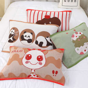 Pure Cotton Muslin Pillowcases Childrens Set of Two Cartoon Single Person Home Use Double-Sided Pillow Towels 40x60